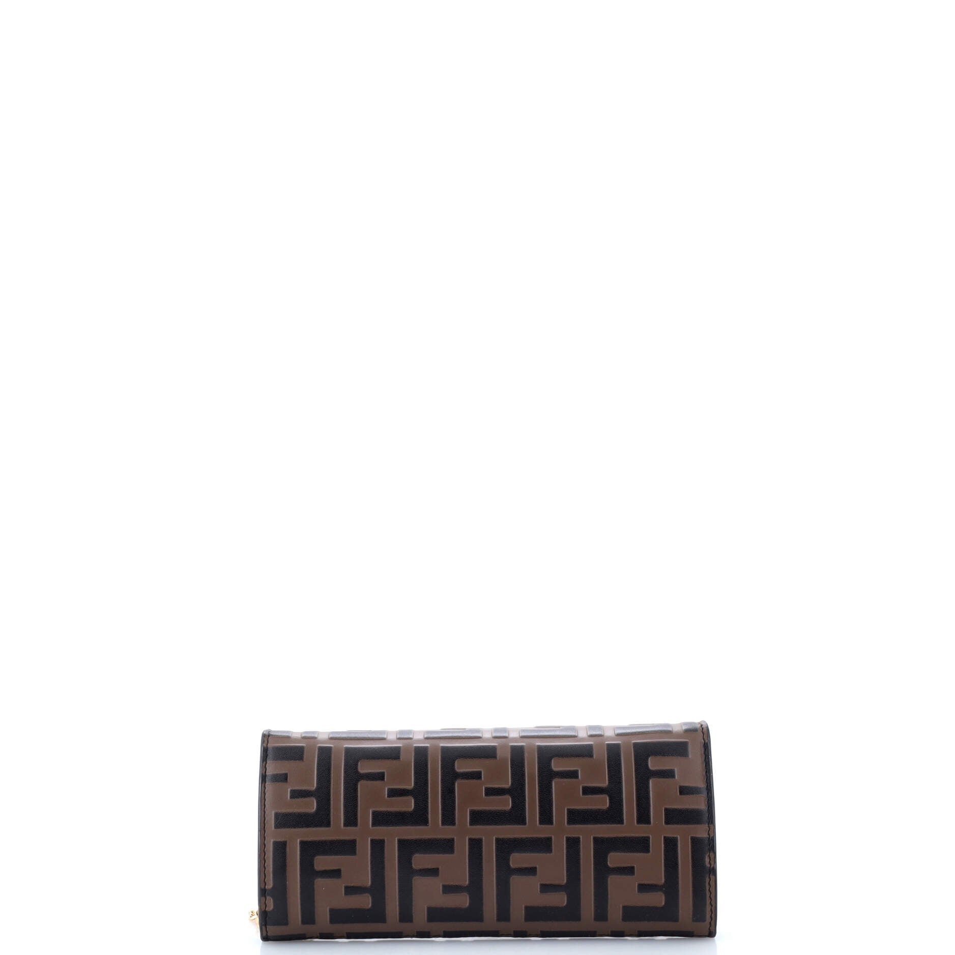 F is Fendi Continental Chain Wallet Zucca Embossed Leather