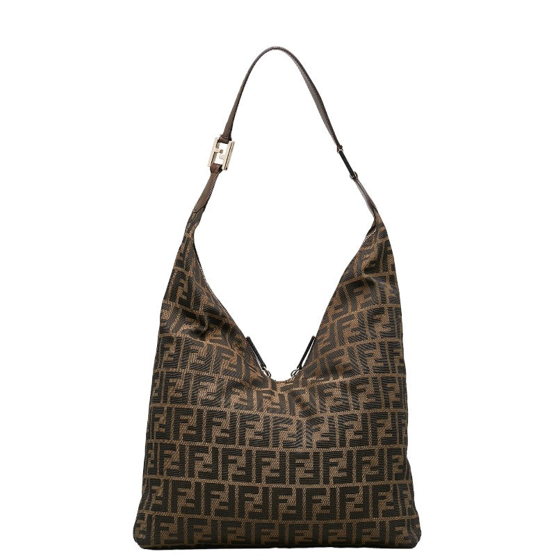 Fendi Zuka One-Shoulder Bag Brown Canvas Leather  Fendi
