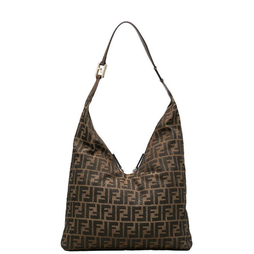 Fendi Zuka One-Shoulder Bag Brown Canvas Leather  Fendi