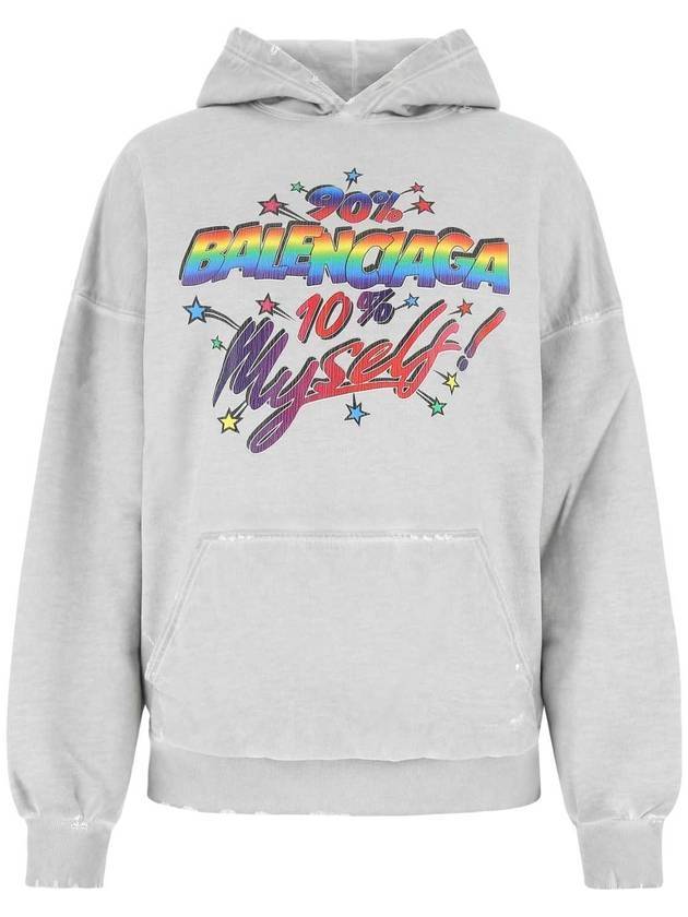 Balenciaga artwork print wide fit hooded top gray