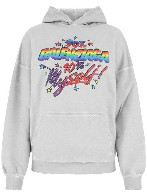 Balenciaga artwork print wide fit hooded top gray