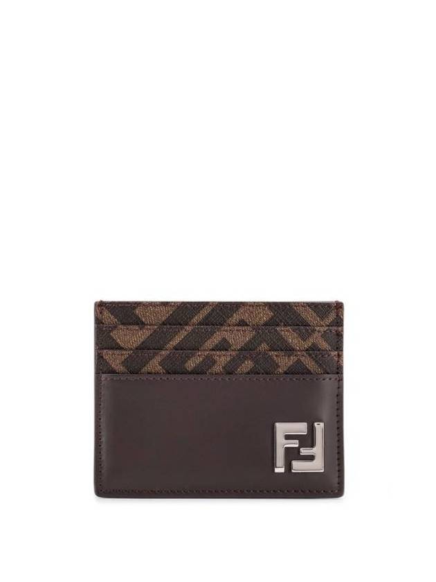 Fendi FF Square Leather Card Wallet Brown