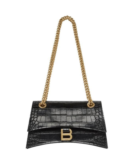 Balenciaga Crush Small Leather Shoulder Bag Black
