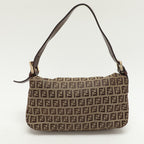 Fendi Beige/brown Ff Zucca Canvas Forever Baguette Shoulder Bag
