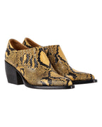 Chloe Snakeskin-Embossed Rylee Ankle Boots in Yellow Leather