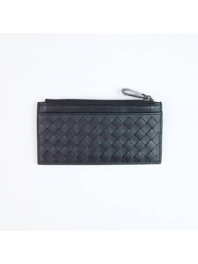 Bottega Veneta Intrecciato Zipper Card Wallet Black