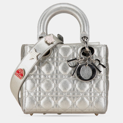 Dior Small Metallic Grained Calfskin Cannage Lucky Badges My Lady Bag