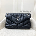 Saint Laurent YSL Small Loulou Puffer Flap Bag in Black Lambskin and PHW
