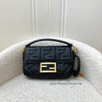 Fendi Mini Baguette Flap Bag in FF Motif Embossed Nappa Leather and GHW