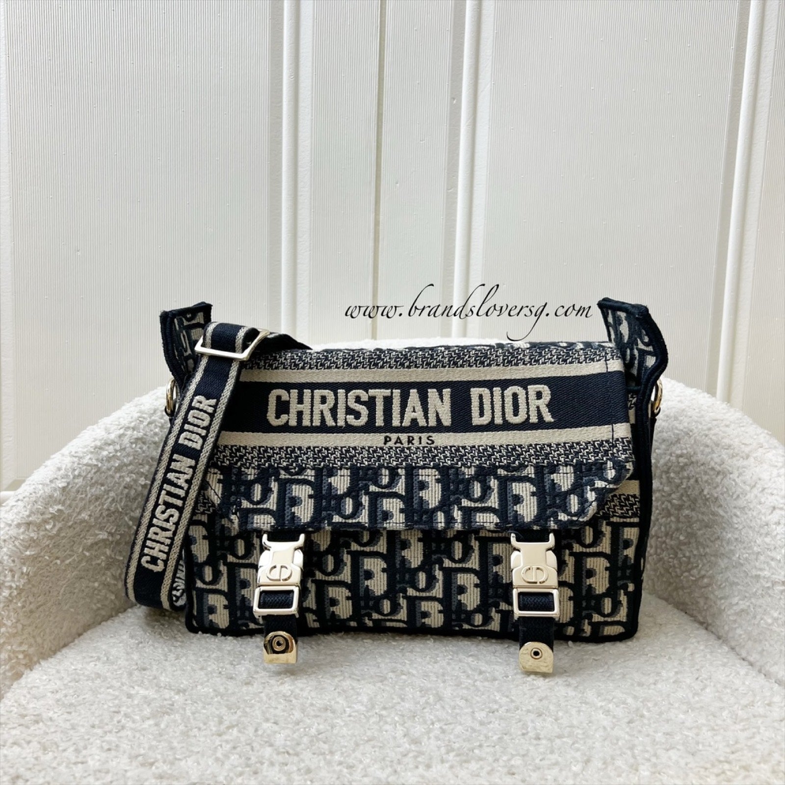 Dior Small Diorcamp Bag in Dark Blue Oblique Embroidery (Model: M1241ORIW, Colour: M928)