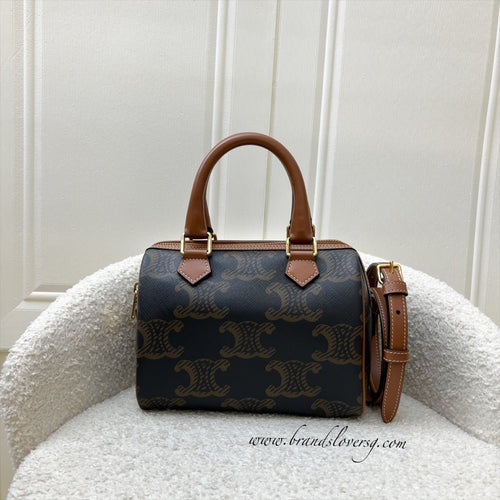 Celine Small Boston Bag in Triomphe Canvas, Calfskin and GHW (Model: 197582EIP.04LU)