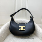 Celine Medium Ava Triomphe Bag in Black Smooth Calfskin and GHW