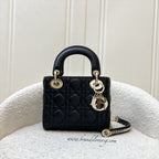 Dior Mini Lady Dior in Black Lambskin and LGHW