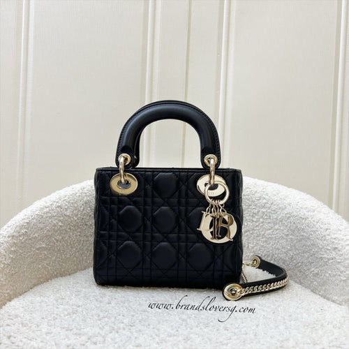 Dior Mini Lady Dior in Black Lambskin and LGHW