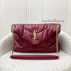 Saint Laurent YSL Small Loulou Puffer Bag in Raspberry Red Lambskin and GHW