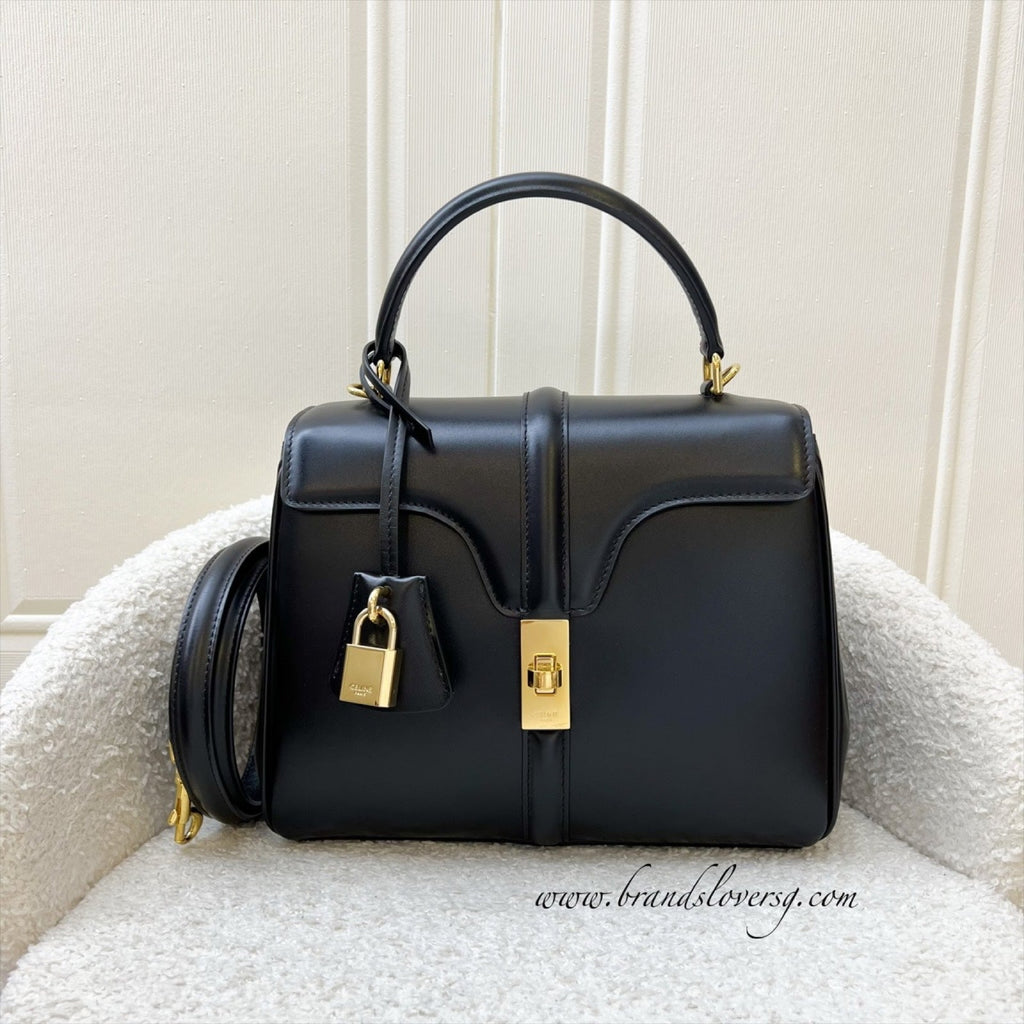 Celine Small 16 bag in Black Satinated Calfskin with GHW