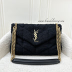 Saint Laurent YSL Small Loulou Puffer Bag in Black Wool / Tweed and GHW