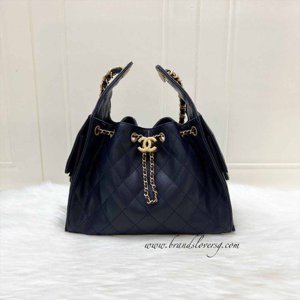 Chanel 25 Small Hobo Bag in 25S Navy Caviar and AGHW