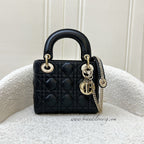 Dior Mini Lady Dior in Black Lambskin and LGHW