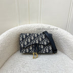 Dior Saddle Belt Pouch in Blue Dior Oblique Jacquard and AGHW