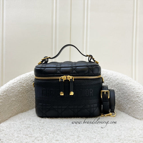 Dior Small DiorTravel Vanity Case in Black Calfskin and GHW