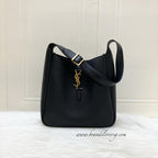 Saint Laurent YSL Small Le 5 À 7 Supple Hobo Bag in Black Grained Leather and GHW