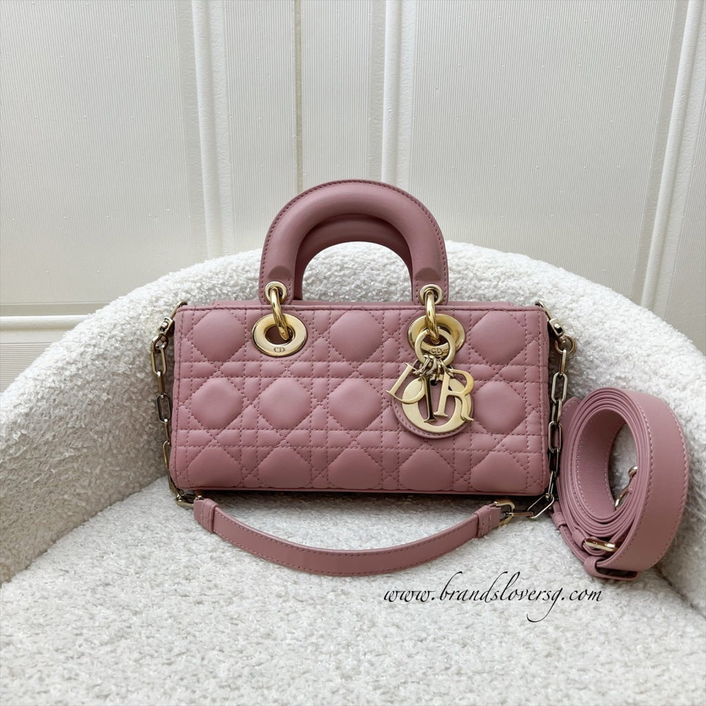Dior Small Lady D-Joy Bag in Rose Des Vents Cannage Lambskin and LGHW
