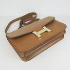 Hermes calf Leather Message Bag H020 light coffee golden