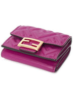 Fendi FF Baguette Flap Card Half Wallet Pink