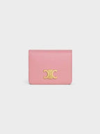 CELINE Triomphe Compact Shiny Calfskin Half Wallet Rose