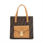 Fendi Zucca Canvas  Leather Handbag Brown × Yellow