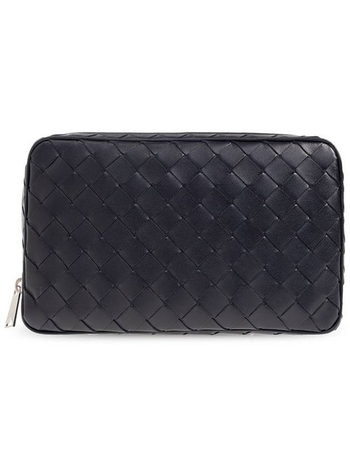 Bottega Veneta Bottega Veneta Leather Handbag, Men's, Navy Blue