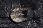 Fendi Vintage Black Leather Embossed Flower Handle Bag