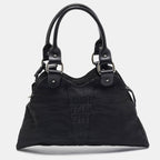Fendi Black Zuchinno Fabric And Leather Devil Trapezio Tote