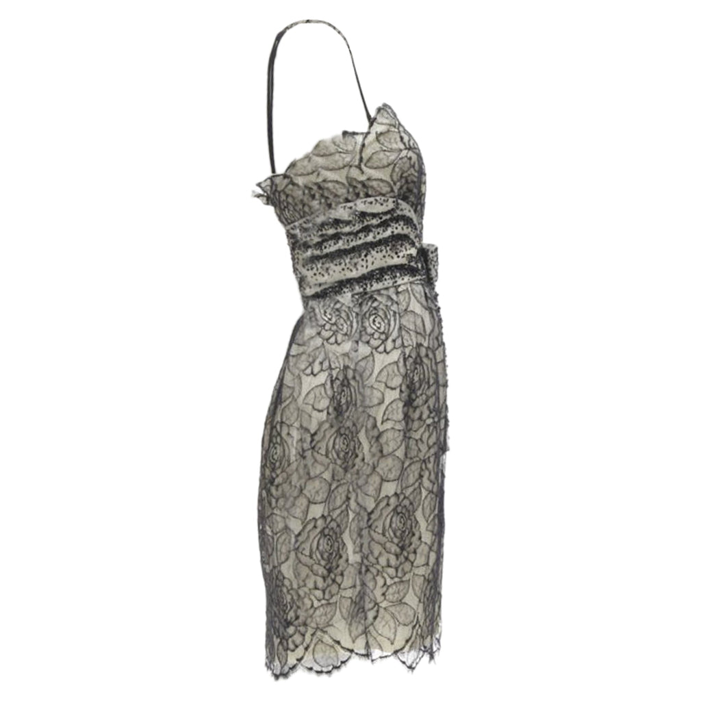 Christian Dior John Galliano lace bead embellished bow dress