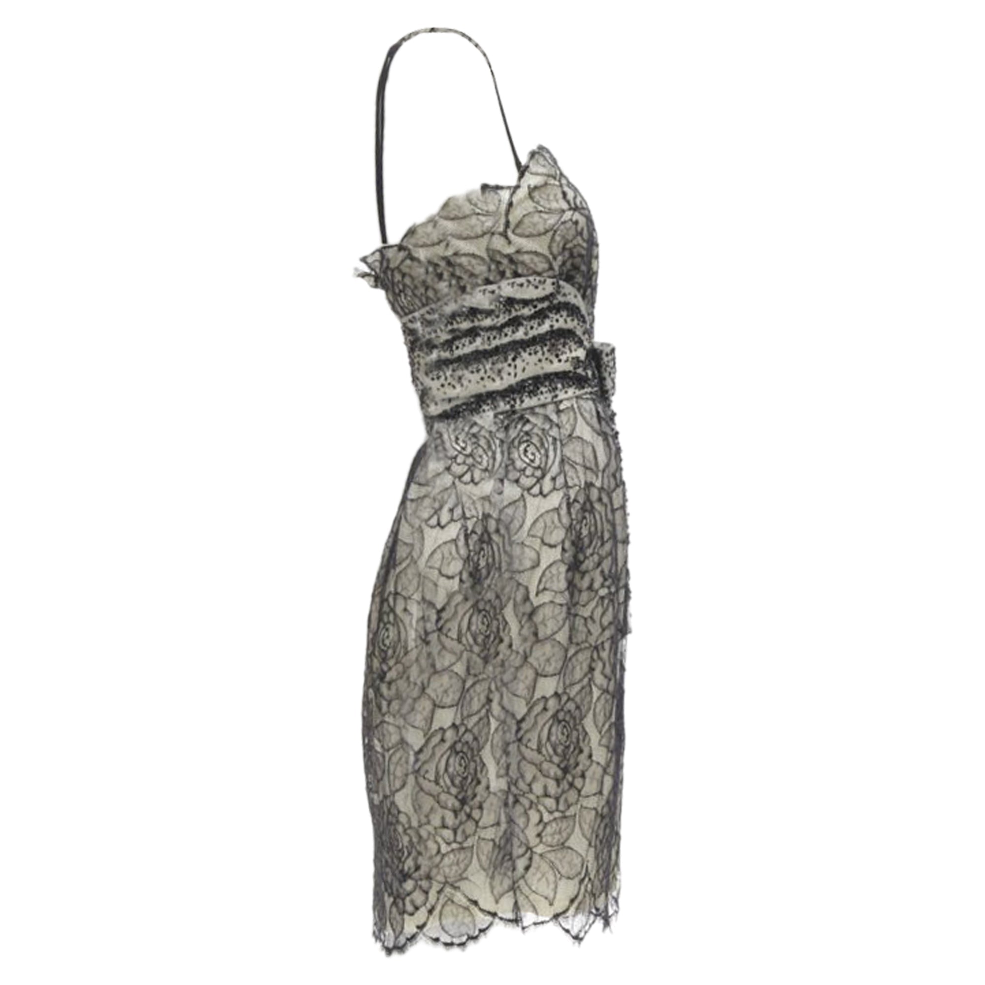 Christian Dior John Galliano lace bead embellished bow dress