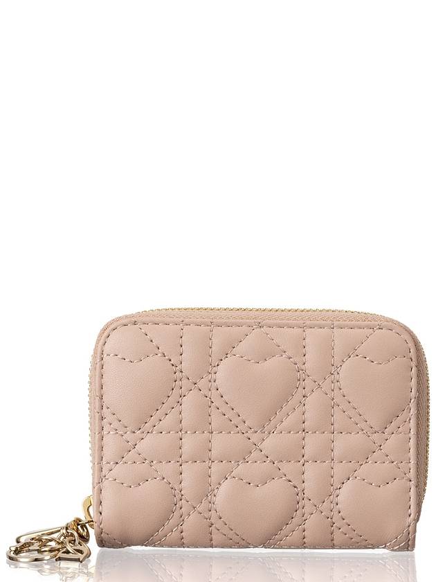 Lady Voyageur Cannage Lambskin Small Coin Wallet Sand Dior