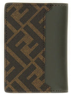 Fendi FF Squared Leather Card Holder Green