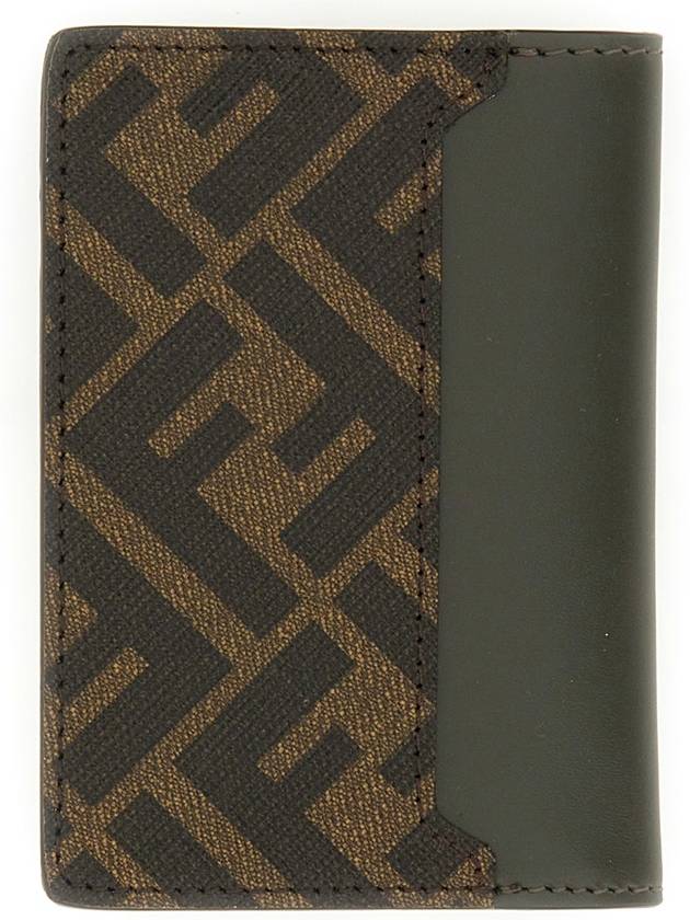 Fendi FF Squared Leather Card Holder Green