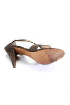 Chloe Womens Suede Open Toe Cross Strappy Slip-On Cone Heels Brown
