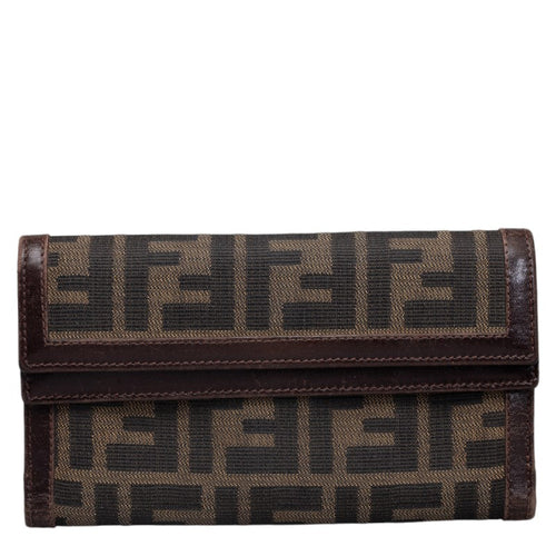 Fendi Zuka Long Wallet Long Wallet 31078 Brown Canvas Leather Ladies Fendi