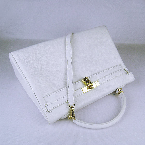 Hermes Kelly 35cm Togo Leather Handbag White/Golden