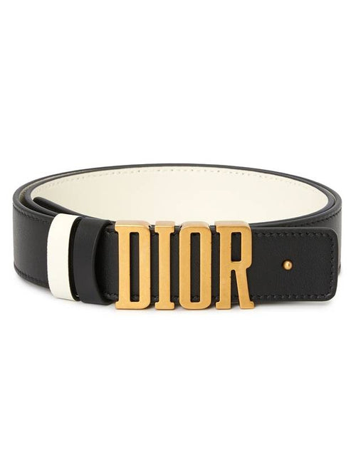D Fence 30MM Smooth Calfskin Reversible Belt Black Dior