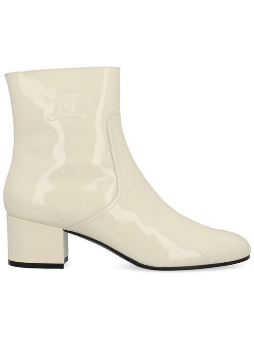 CELINE Les Triomphe Zip Calfskin Middle Boots White