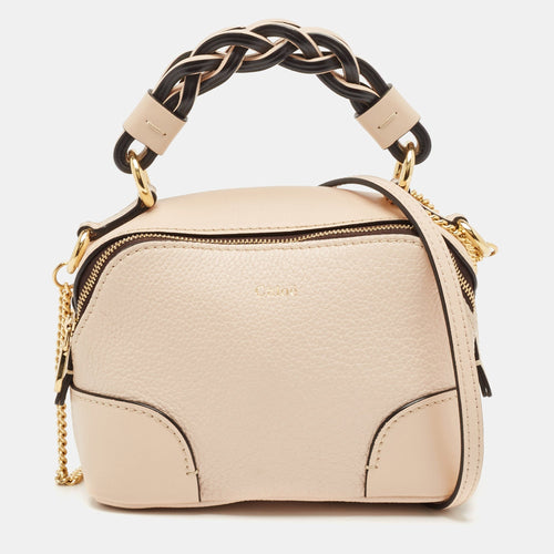 Chloe Beige Leather Mini Daria Chain Bag