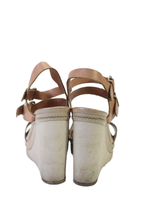 Chloe Womens Two Tone Brown Ankle Strap High Heels Wedge Sandals Shoes