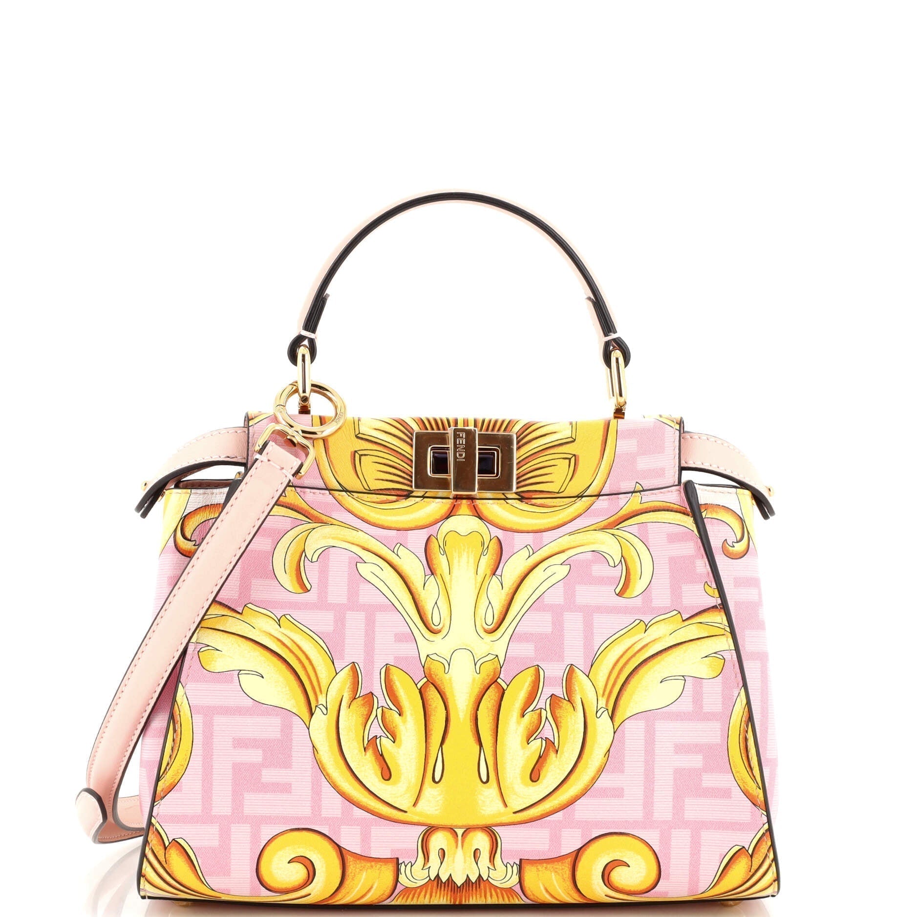 FENDI x Versace Fendace Peekaboo Bag Printed Zucca Leather Mini