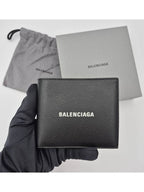 Balenciaga Logo Print Half Wallet Black