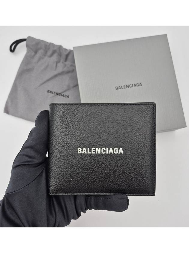Balenciaga Logo Print Half Wallet Black