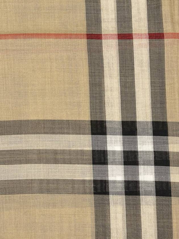 Burberry Light Check Wool Silk Scarf Beige